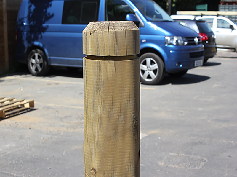 poteaux bois arrondis et chanfreinés